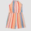 DEFACTO Girls' Strap Patterned Combed Cotton Short Jumpsuit