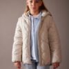 DEFACTO Girls Water Repellent Hooded Quilted Detachable Sleeve Fleece Lined Coat