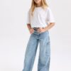 DEFACTO Girl's Wide Leg Cargo Pocket Wide Leg Jean Pants