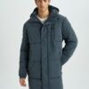 DEFACTO Hooded Puffer Parka Faux Für Lined Zippered Pocket