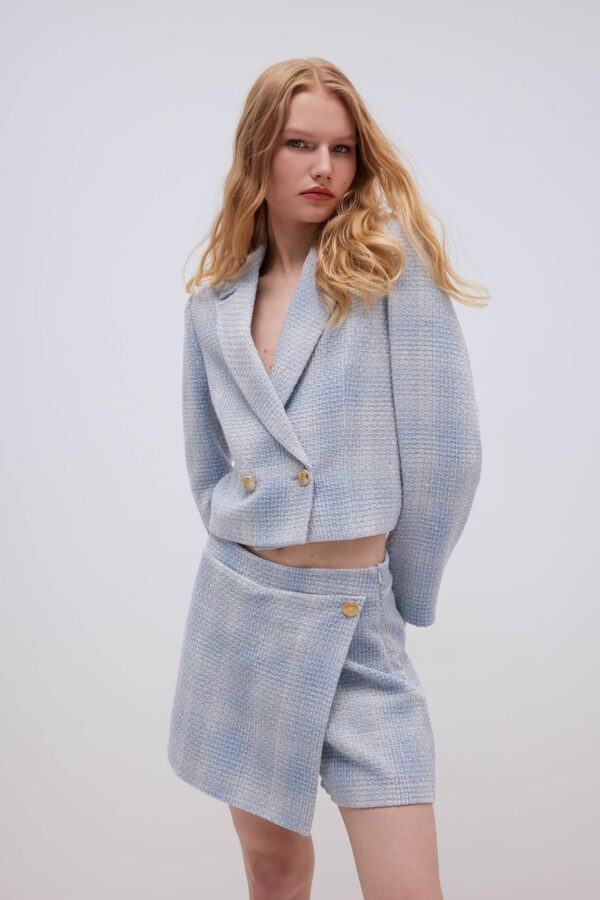 DEFACTO Jacket Collar Buttoned Tweed Short Blazer Jacket