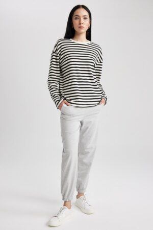 DEFACTO Jogger High Waist Thin Sweatshirt Fabric Trousers