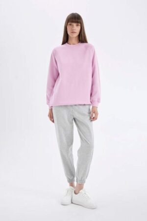 DEFACTO Jogger Sweatpants Basic Plain High Waist Elastic Leg Pocket