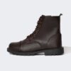 DEFACTO Men's Lace-Up and Zippered High-Sole Faux Leather Boots