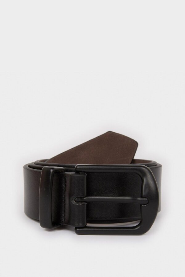 DEFACTO Men's Rectangular Buckle Faux Leather Casual Belt