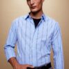 DEFACTO Modern Fit Polo Collar Striped Woven Long Sleeve Shirt