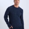 DEFACTO Navy Blue Standard Fit Regular Cut Crew Neck Textured Basic Plain Knitwear Sweater