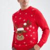 DEFACTO New Year Themed Regular Fit Crew Neck Sweater