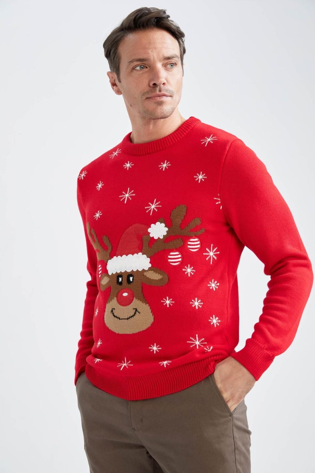DEFACTO New Year Themed Regular Fit Crew Neck Sweater
