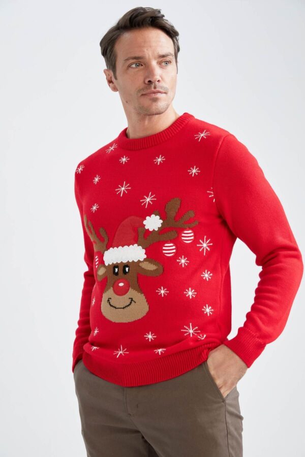 DEFACTO New Year Themed Regular Fit Crew Neck Sweater