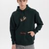 DEFACTO New Year Themed Rick And Morty Oversize Wide Pattern Hooded Back Printed Sweatshirt