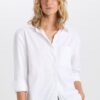 DEFACTO Oversize Wide Fit Pocket Basic Plain Poplin Long Sleeve White Shirt
