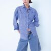 DEFACTO Oversize Wide Fit Striped Poplin Long Sleeve Shirt
