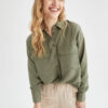 DEFACTO Oversized Long Sleeve Viscose Shirt