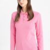 DEFACTO Polo Collar Basic Plain Long Sleeve T-Shirt Tunic
