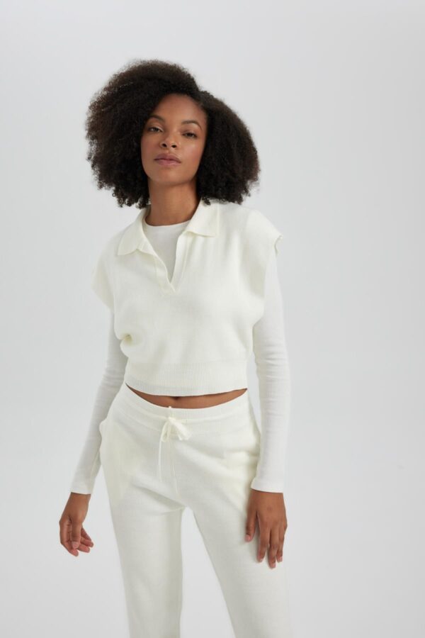 DEFACTO Polo Neck Relax Fit Crop Knitwear Sweater