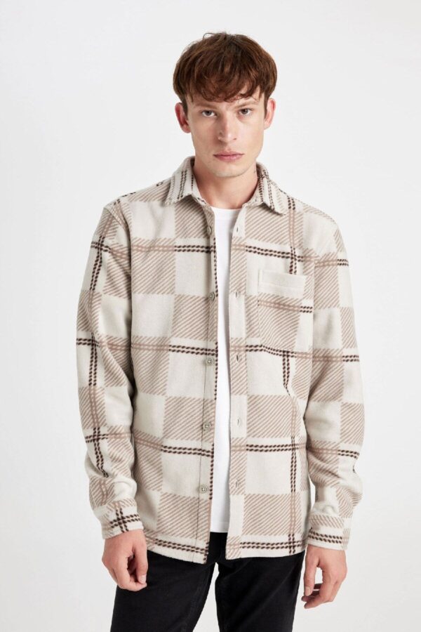 DEFACTO Regular Fit Checked Fleece Long Sleeve Shirt