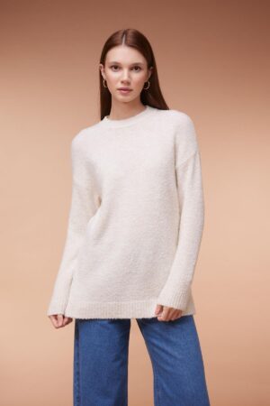 DEFACTO Regular Fit Crew Neck Basic Plain Knitwear Sweater Tunic