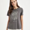 DEFACTO Regular Fit Crew Neck Owl Patterned Combed Cotton Short Sleeve T-Shirt