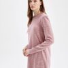 DEFACTO Regular Fit Crew Neck Slit Basic Plain Knitwear Sweater Tunic