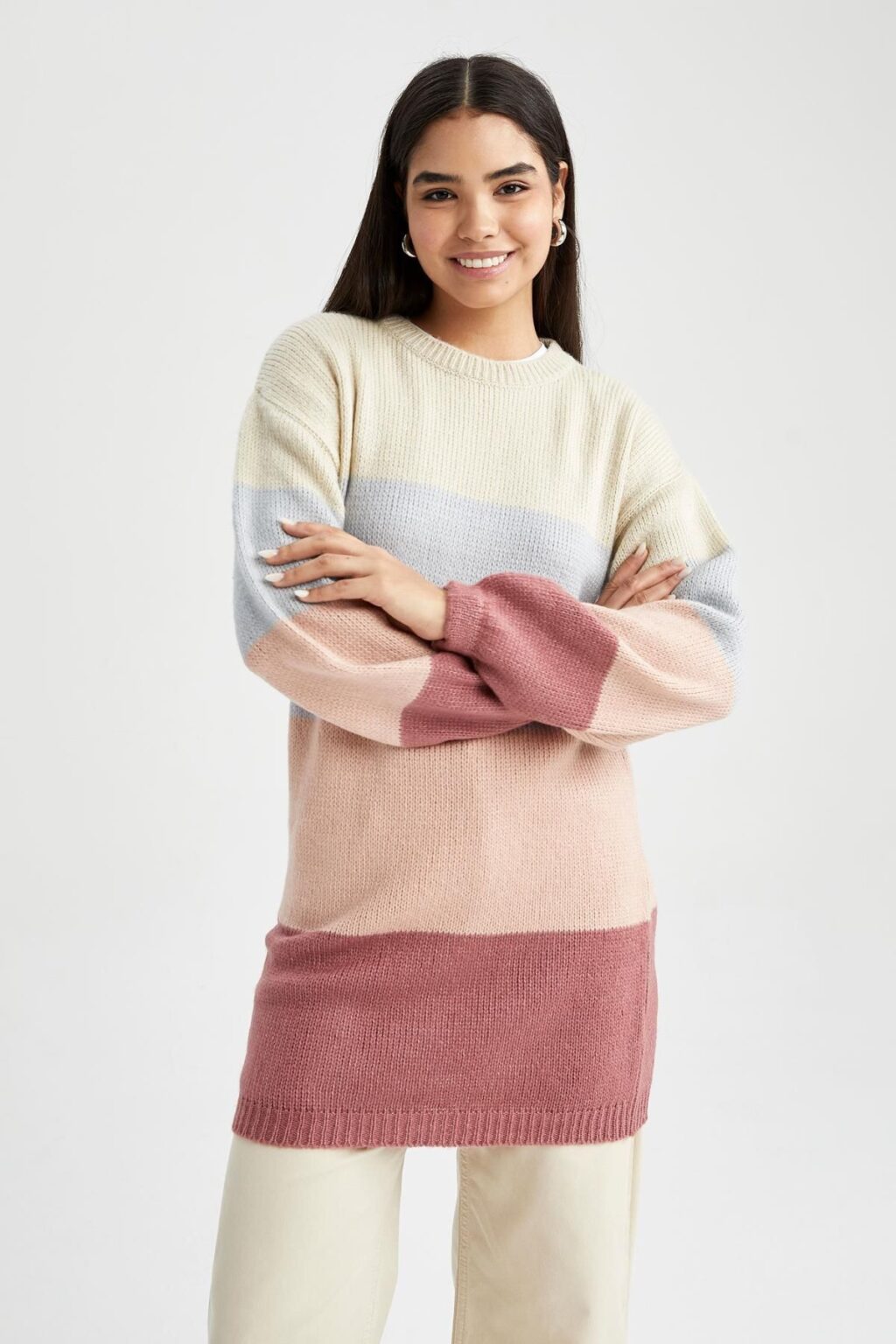 DEFACTO Regular Fit Crew Neck Sweater Tunic