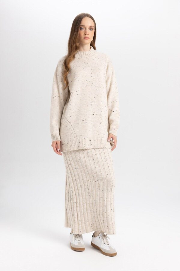 DEFACTO Regular Fit Flexible Waisted Basic Plain Maxi Knitwear Skirt