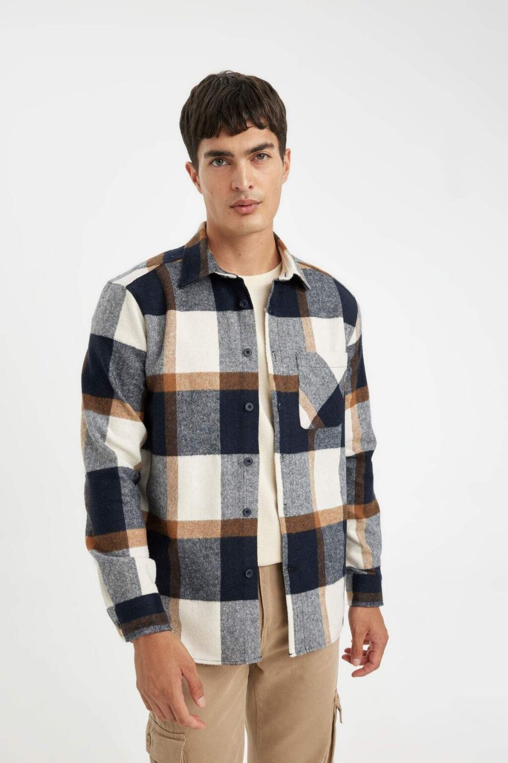 DEFACTO Regular Fit Plaid Lumberjack Flannel Long Sleeve Shirt