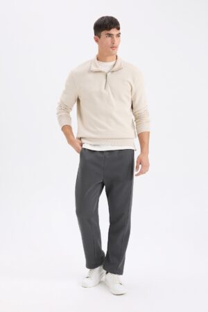 DEFACTO Regular Fit Sweatpants Elastic Waist Basic Straight Pocket Straight Leg