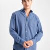 DEFACTO Regular Fit Textured Pocket Detail Long Sleeve Shirt