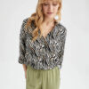 DEFACTO Regular Fit V Neck Long Sleeve Printed Shirt