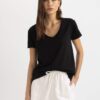 DEFACTO Regular Fit V Neck Short Sleeve 100% Cotton T-Shirt