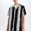 DEFACTO Regular Fit viscose Striped Short Sleeve Shirt