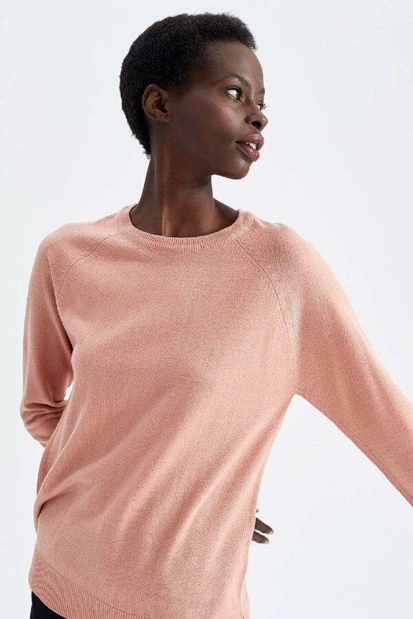 DEFACTO Relax Fit Crew Neck Cashmere Textured Extra Soft Basic Sweater I6913az22wn
