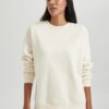 DEFACTO Relax Fit Crew Neck Embroidered Thick Sweatshirt