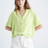 DEFACTO Relax Fit Pajama Collar Short Sleeve Shirt