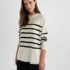 DEFACTO Relax Fit Soft Texture Striped Crew Neck Basic Plain Sweater Tunic