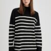 DEFACTO Relax Fit Striped Turtleneck Slit Knitwear Sweater Tunic
