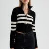 DEFACTO Slim Fit Polo Neck Cardigan
