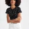 DEFACTO Slim Fit Short Sleeve Polka Dot Print T-Shirt
