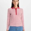 DEFACTO Slim Fit Slim Fit Polo Collar Button-down Striped Ribbed Camisole Long Sleeve T-Shirt