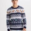 DEFACTO Standard Fit Christmas Themed Crew Neck Knitted Sweater