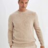 DEFACTO Standard Fit Regular Cut Crew Neck Jacquard Aviator Knitwear Sweater