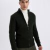 DEFACTO Standard Fit Regular Cut Half Turtleneck Zippered Knitwear Cardigan