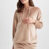DEFACTO Velvet Maternity Sweatshirt with Hooded Sleeves and Flywheel