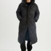 DEFACTO Water Repellent Hooded Long Coat Parka Quilted Zipper Snap Closure Pocket