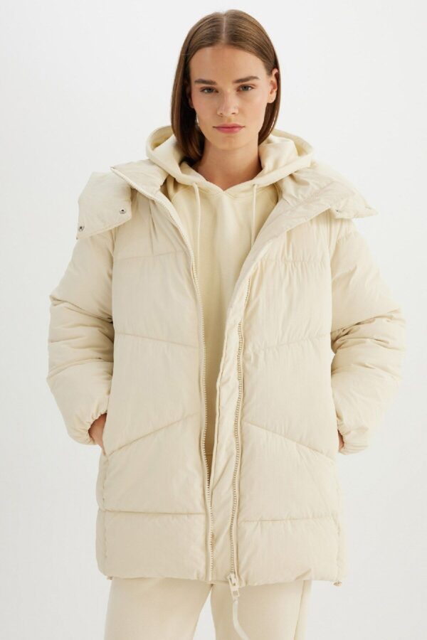 DEFACTO Water Repellent Hooded Puffer Jacket Parka Zipper Snap Pocket C9372AX24WN