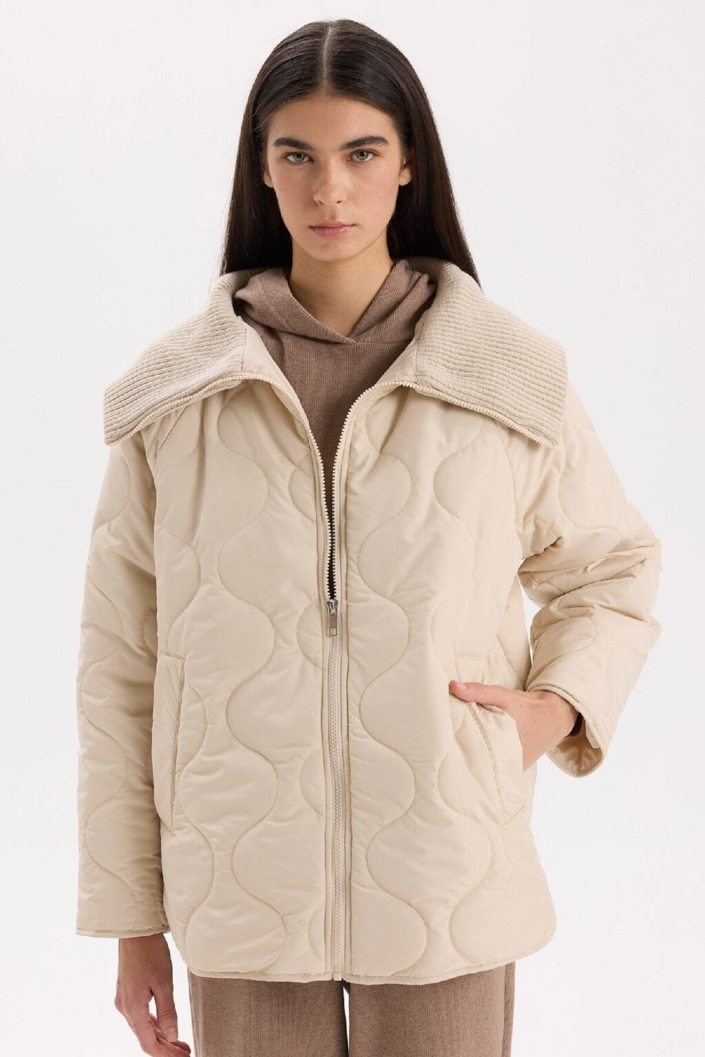 DEFACTO Water Repellent Seasonal Jacket Quilted Zippered Pocket Lightweight