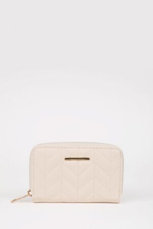 DEFACTO Women's Quilted Faux Leather Embroidery Wallet