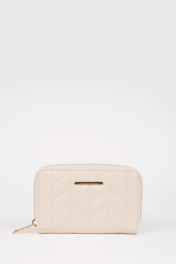 DEFACTO Women's Quilted Faux Leather Embroidery Wallet