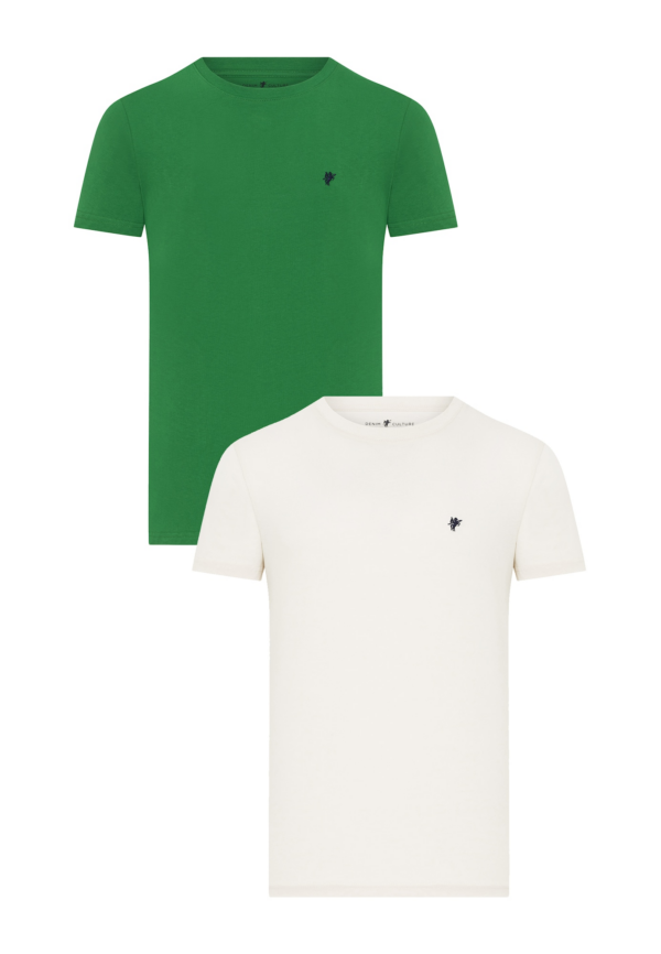 DENIM CULTURE Póló  zöld / fehér-Ár